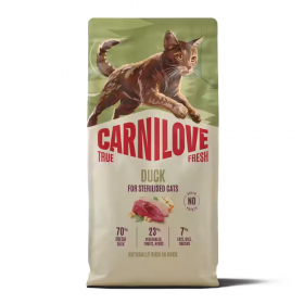 Ултра премиум суха храна за кастрирани котки Carnilove TRUE FRESH Duck Dry Food for Sterilised Cats с 70% прясно патешко месо 400гр